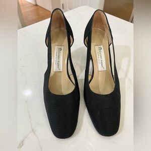 Etienne Aigner Black Textured Slingback Pumps